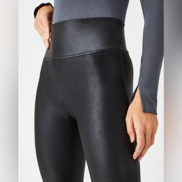 SPANX® Black Faux-Leather Leggings Size XL - Picture 2 of 11